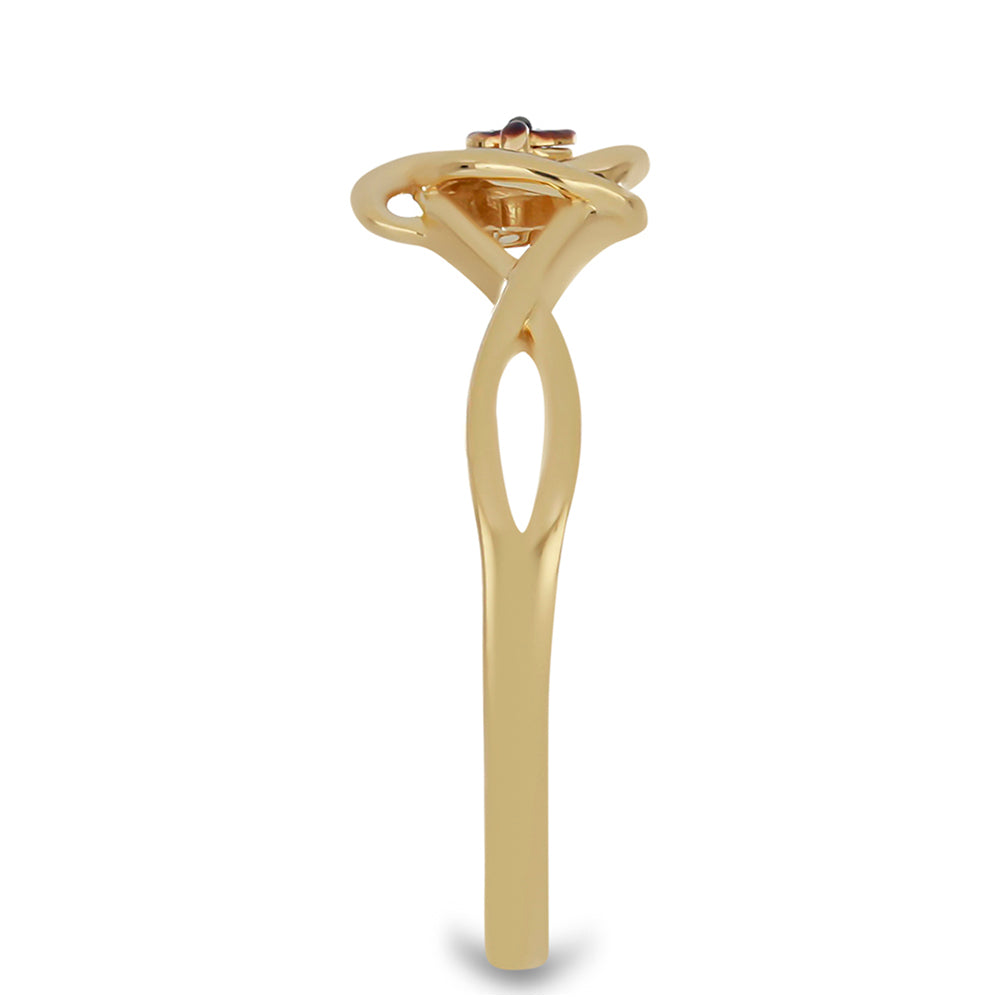 Anillo de Plata Bañada en Oro con Diamante Azul