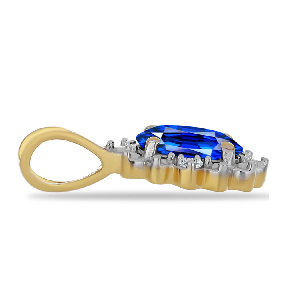 Colgante de Plata Bañada en Oro con Zafiro Azul Australiano y Zircón Blanco
