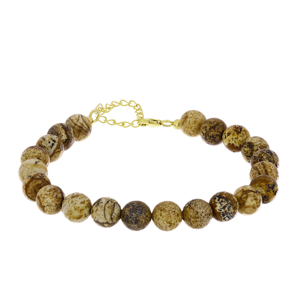 Pulsera de Plata Bañada en Oro con Jaspe