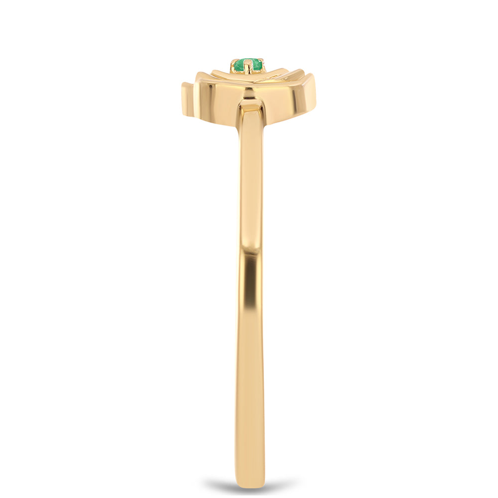 Anillo de Plata Bañada en Oro con Esmeralda de Brasil