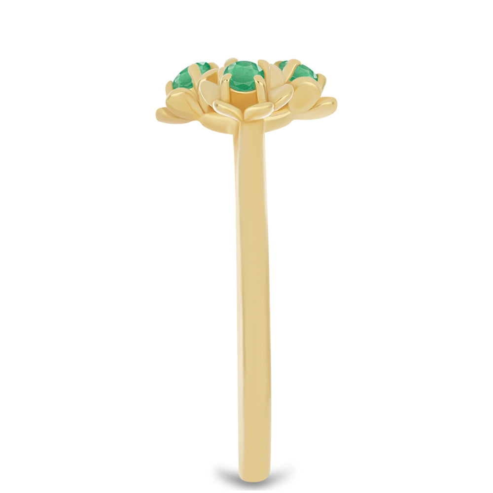 Anillo de Plata Bañada en Oro con Esmeralda de Brasil