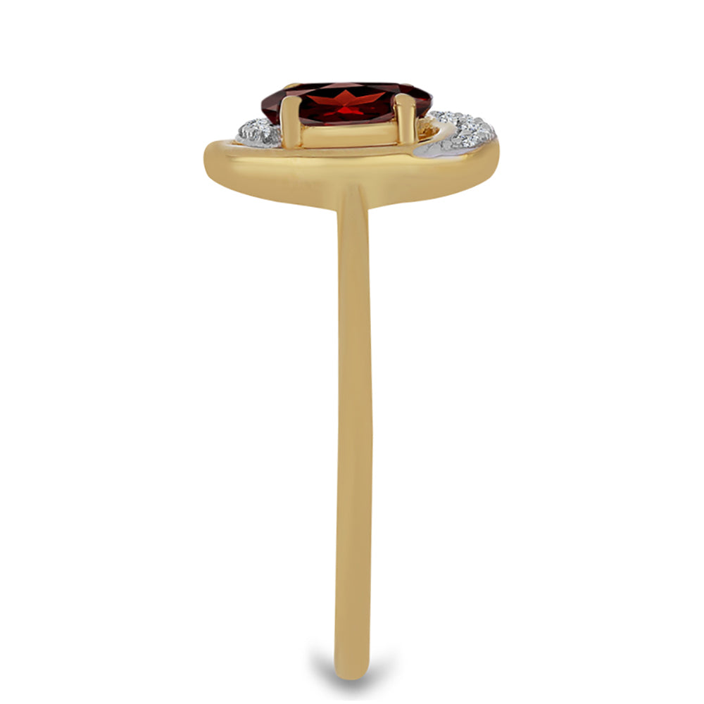 Anillo de Plata Bañada en Oro con Granate Barton y Zircón Blanco