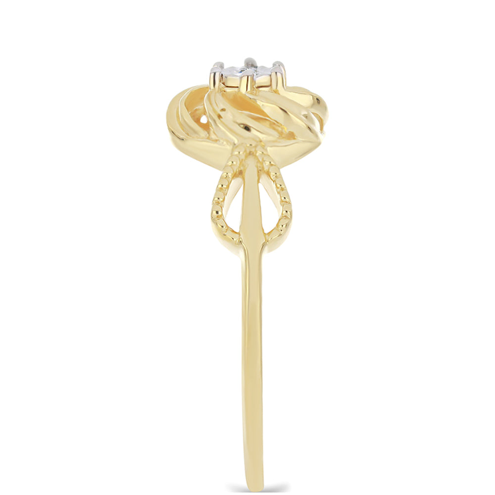 Anillo de Plata Bañada en Oro con Diamante blanco