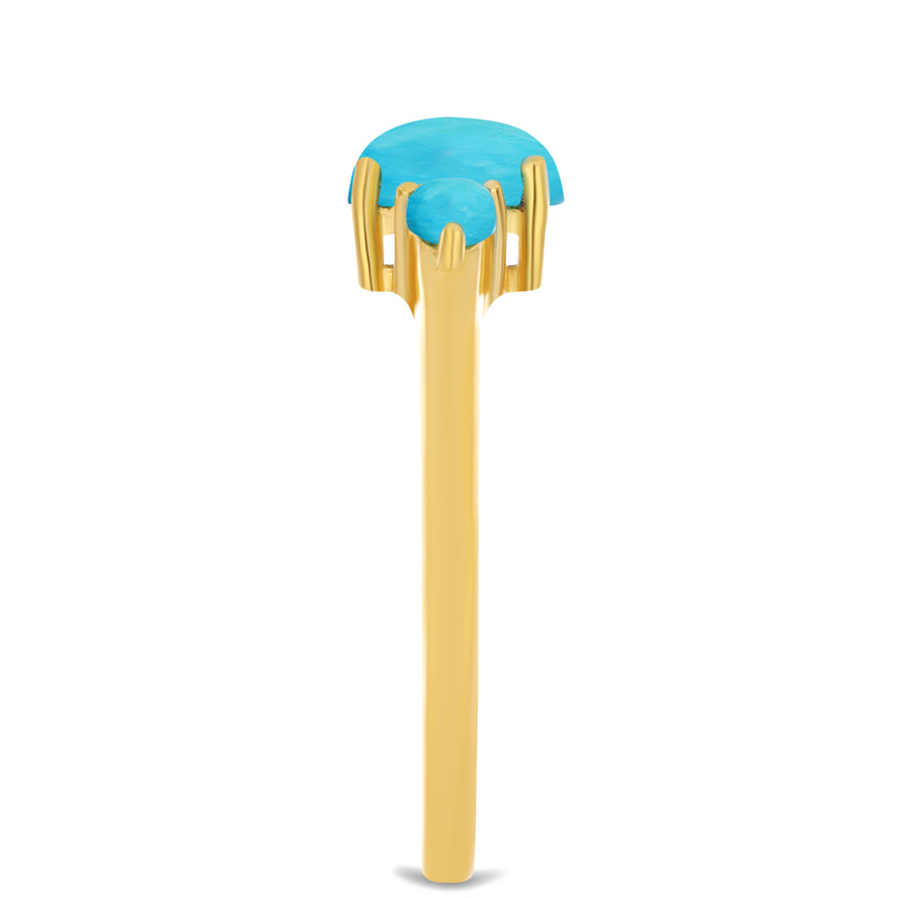 Anillo de Plata Bañada en Oro con Turquesa Bella Durmiente