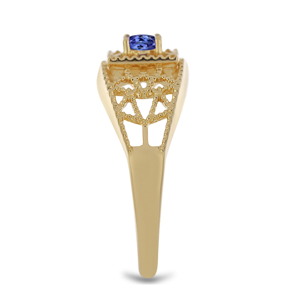 Anillo de Plata Bañada en Oro con Tanzanita