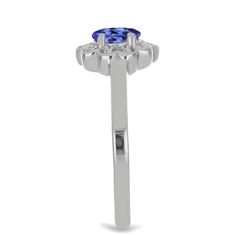 Anillo de Plata con Tanzanita y Zircón blanco natural