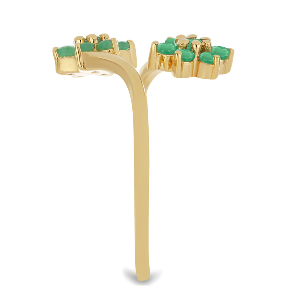 Anillo de Plata Bañada en Oro con Esmeralda de Brasil