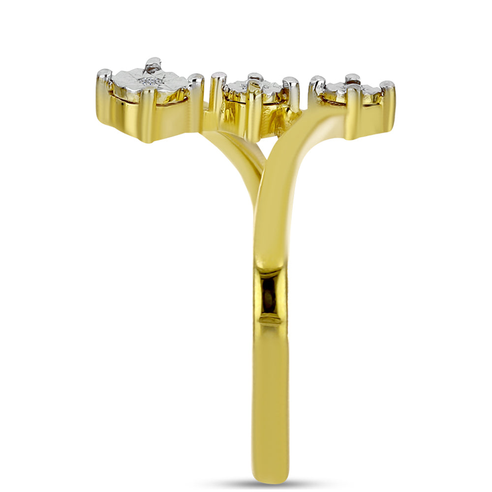 Anillo de Plata Bañada en Oro con Diamante blanco