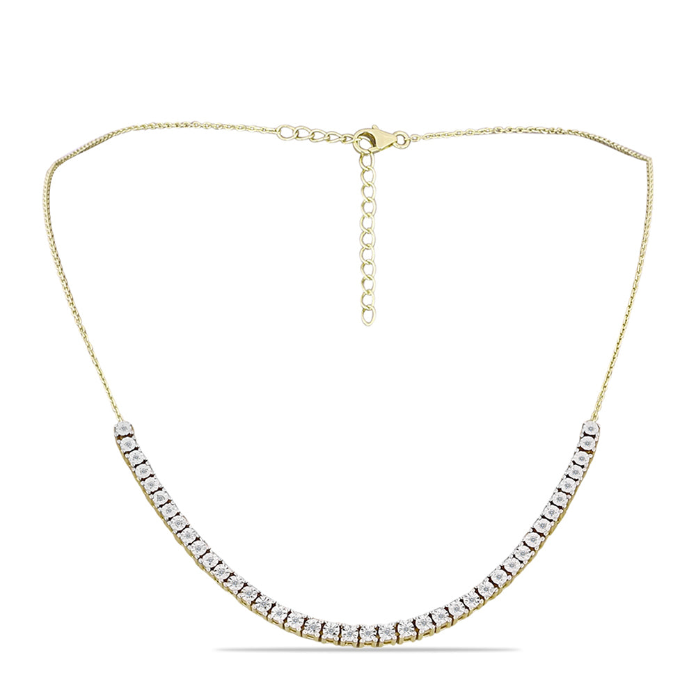 Collar de Plata Bañada en Oro con Diamante blanco y Topacio Blanco