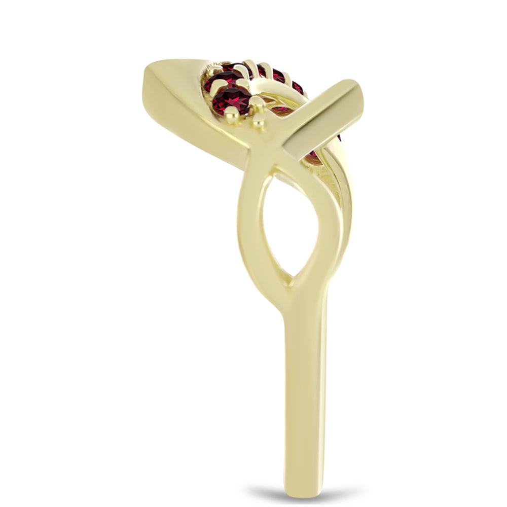 Anillo de Plata Bañada en Oro con Granate Rodolita