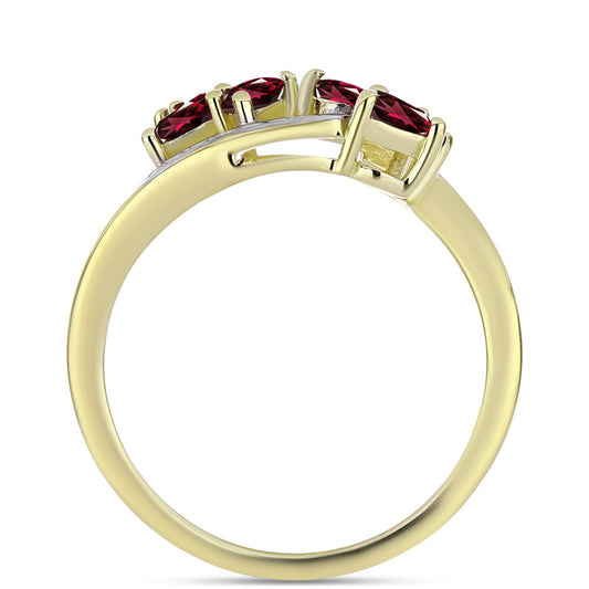 Anillo de Plata Bañada en Oro con Granate Rodolita y Topacio Blanco