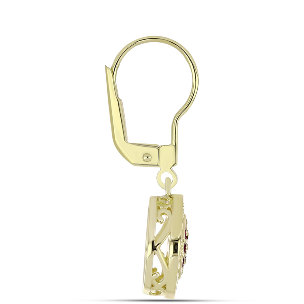 Pendientes de Plata Bañada en Oro con Granate Rodolita