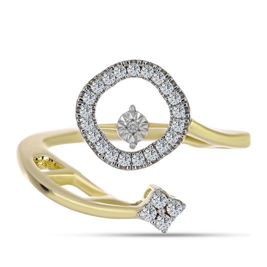 Anillo de Plata Bañada en Oro con Diamante blanco y Topacio Blanco