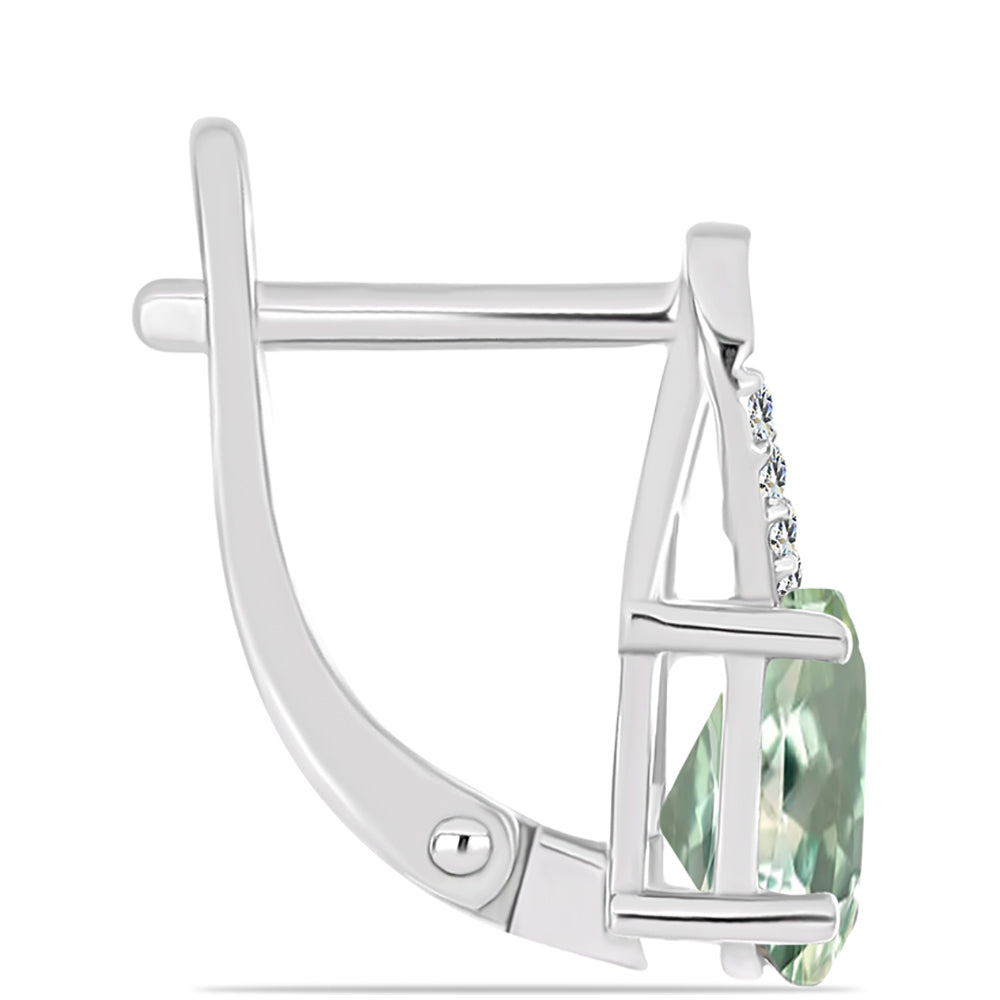 Pendientes de Plata con Amatista Verde y Topacio Blanco