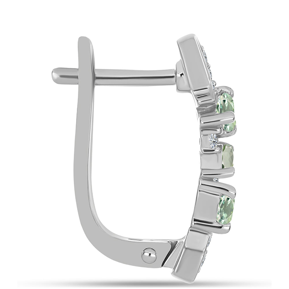 Pendientes de Plata con Amatista Verde y Topacio Blanco