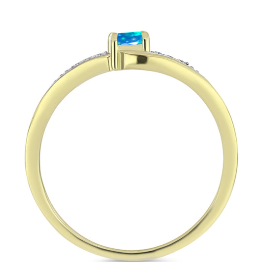 Anillo de Plata Bañada en Oro con Ópalo Paraíso de Etiopia y Topacio Blanco