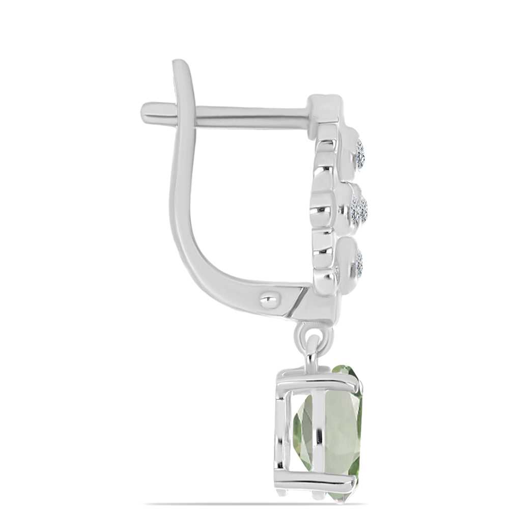 Pendientes de Plata con Amatista Verde y Topacio Blanco