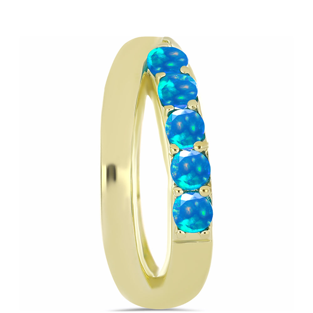 Anillo de Plata Bañada en Oro con Ópalo Paraíso de Etiopia