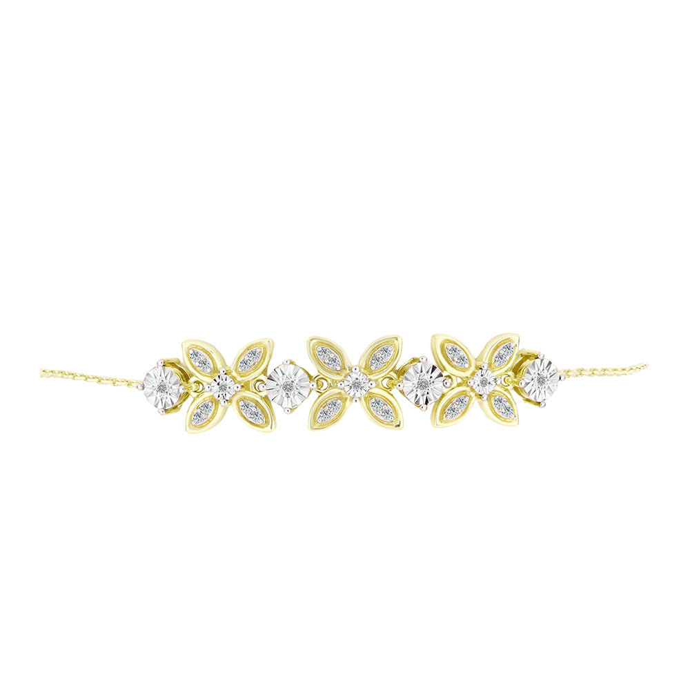 Pulsera de Plata Bañada en Oro con Diamante blanco y Topacio Blanco