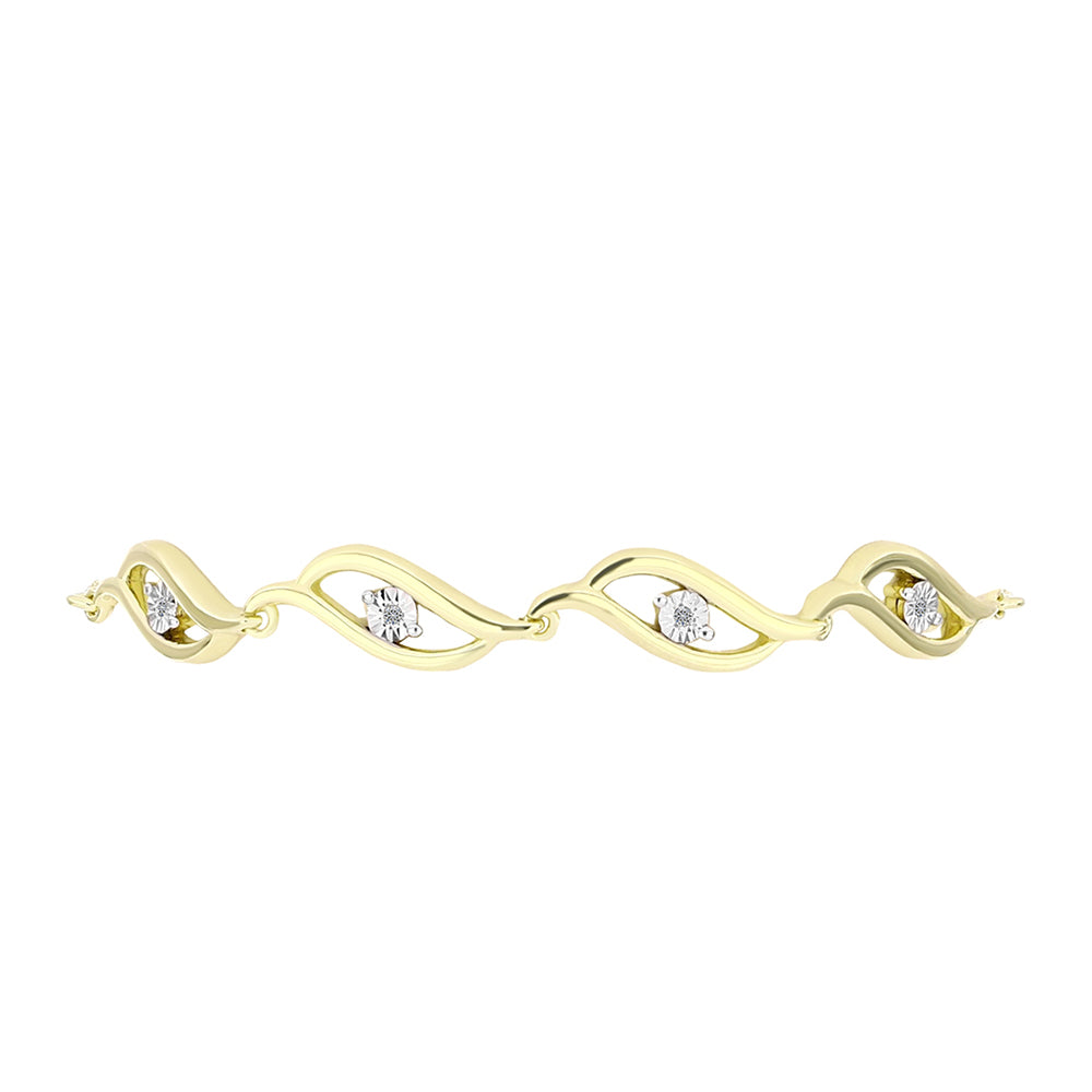 Pulsera de Plata Bañada en Oro con Diamante blanco