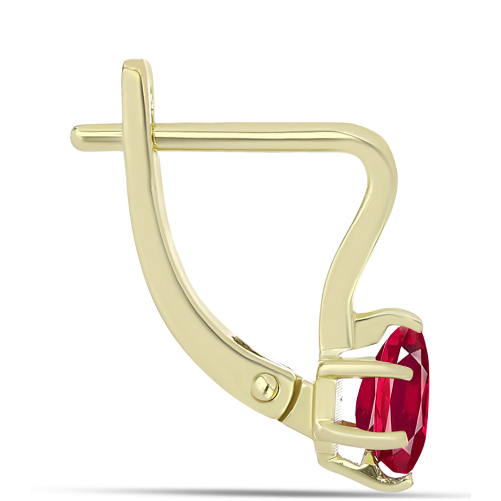 Pendientes de Plata Bañada en Oro con Rubí de Madagascar