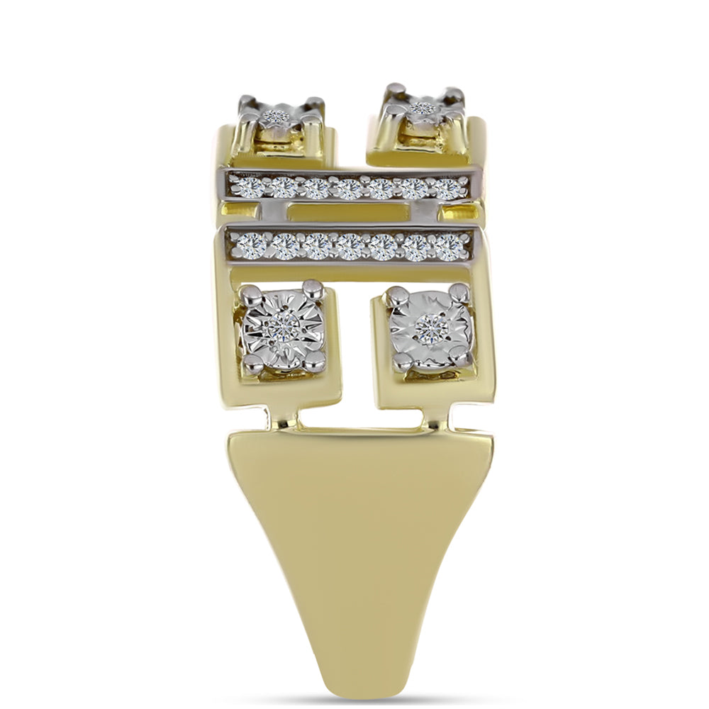 Anillo de Plata Bañada en Oro con Diamante blanco y Topacio Blanco