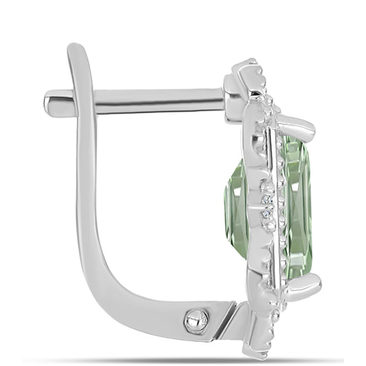 Pendientes de Plata con Amatista Verde y Topacio Blanco