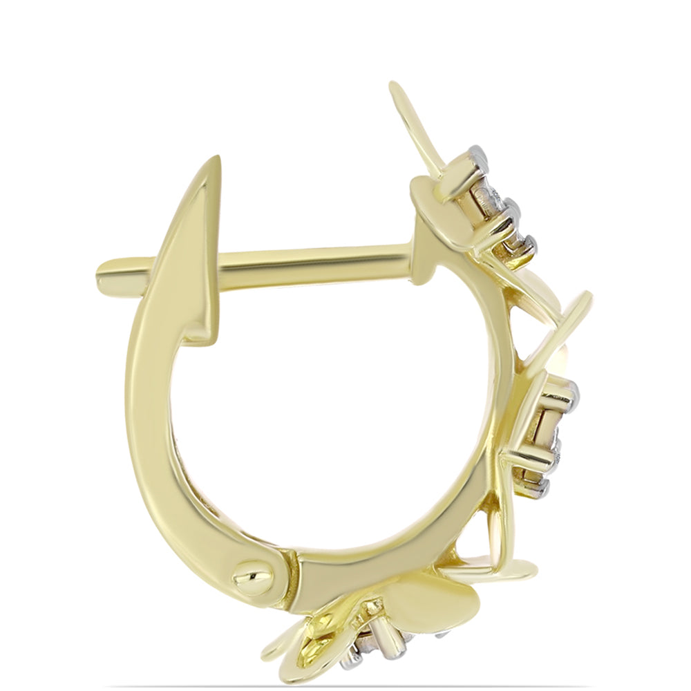 Pendientes de Plata Bañada en Oro con Diamante blanco