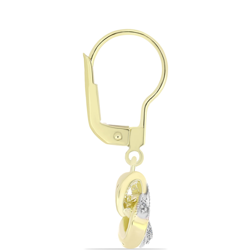 Pendientes de Plata Bañada en Oro con Diamante blanco