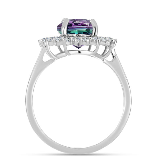 Anillo de Plata con Fluorita cebra y Topacio Blanco