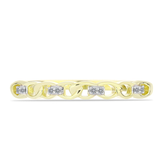 Anillo de Plata Bañada en Oro con Diamante blanco