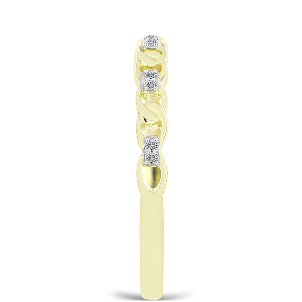 Anillo de Plata Bañada en Oro con Diamante blanco