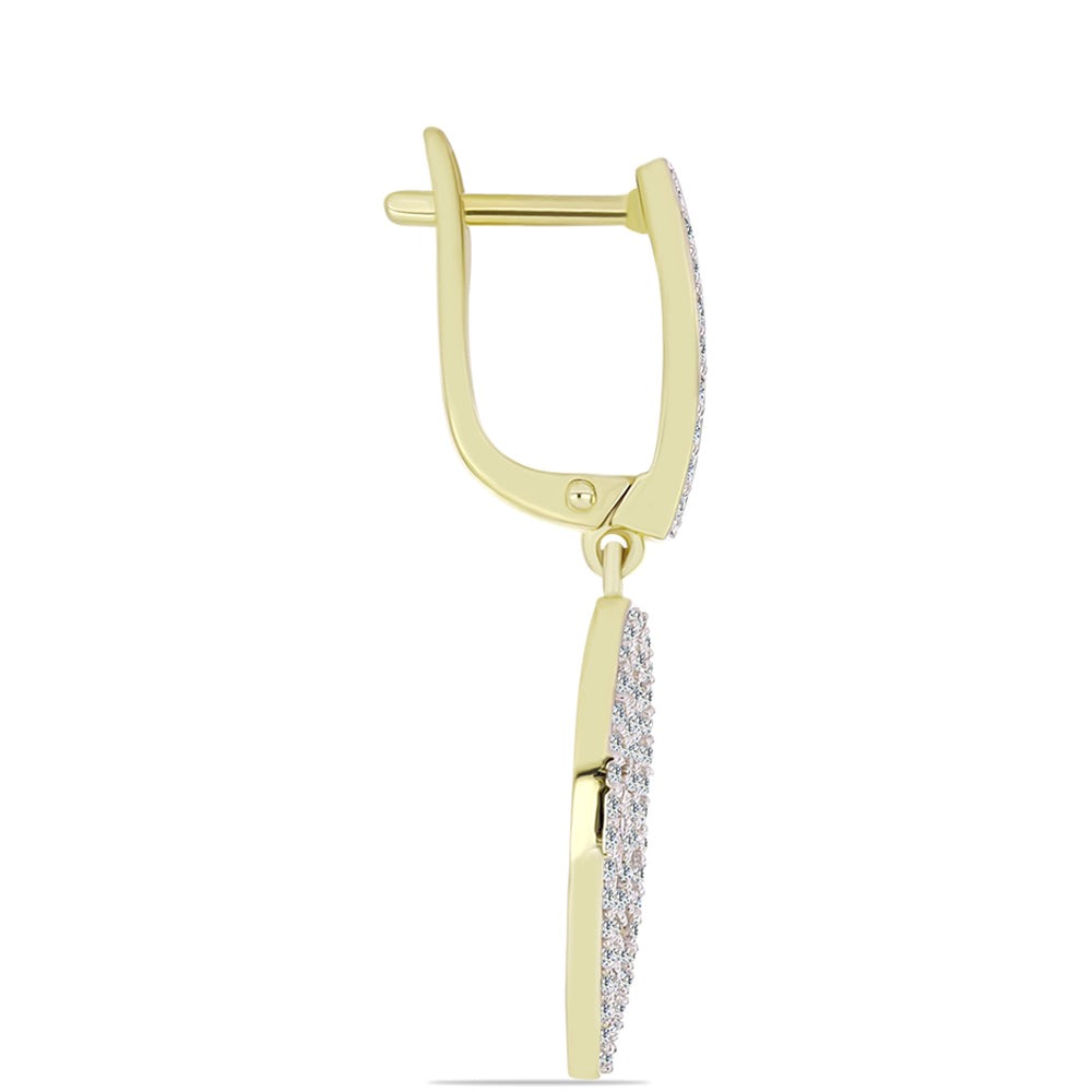 Pendientes de Plata Bañada en Oro con Diamante blanco y Topacio Blanco