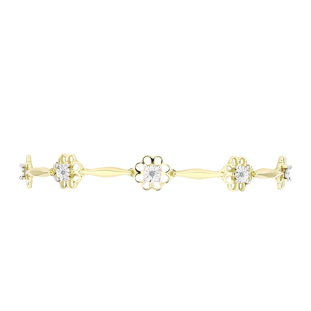 Pulsera de Plata Bañada en Oro con Diamante blanco