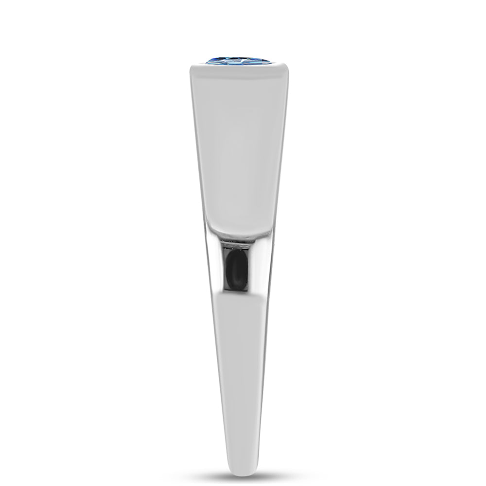 Anillo de Plata con Moisanita azul océano