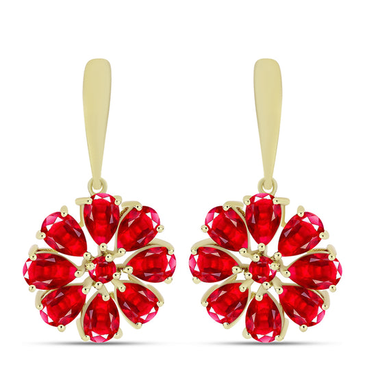 Pendientes de Plata Bañada en Oro con Ágata Roja