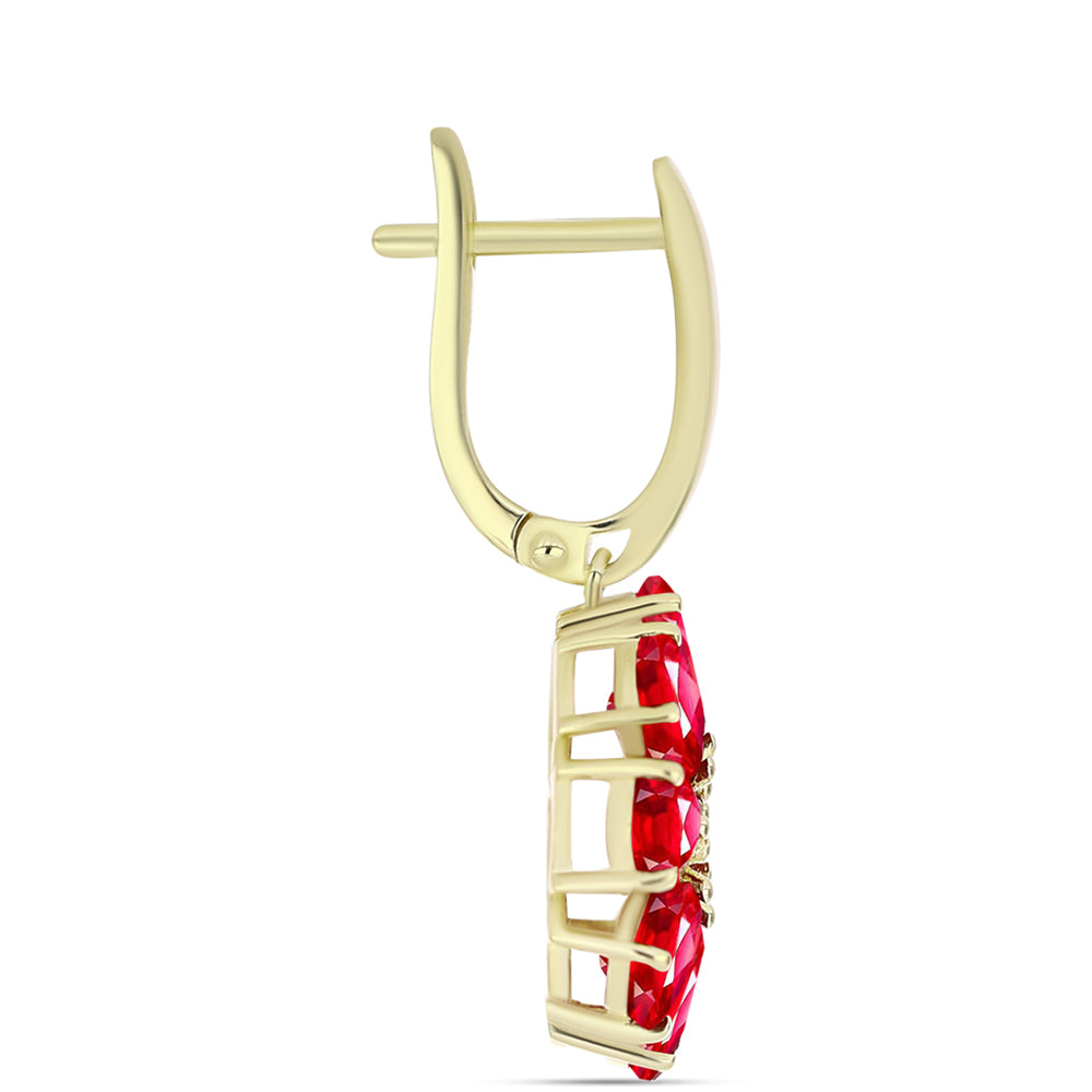 Pendientes de Plata Bañada en Oro con Ágata Roja