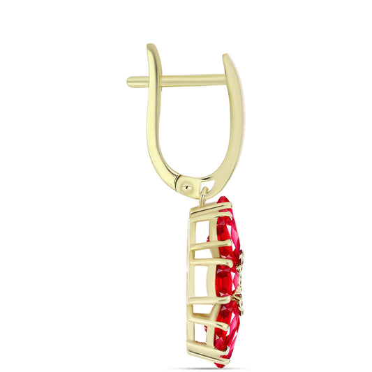 Pendientes de Plata Bañada en Oro con Ágata Roja