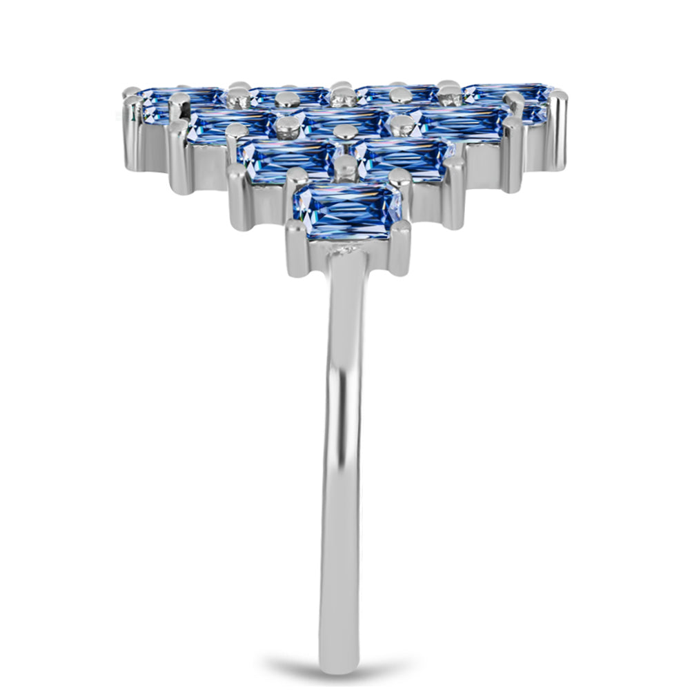 Anillo de Plata con Moisanita azul océano