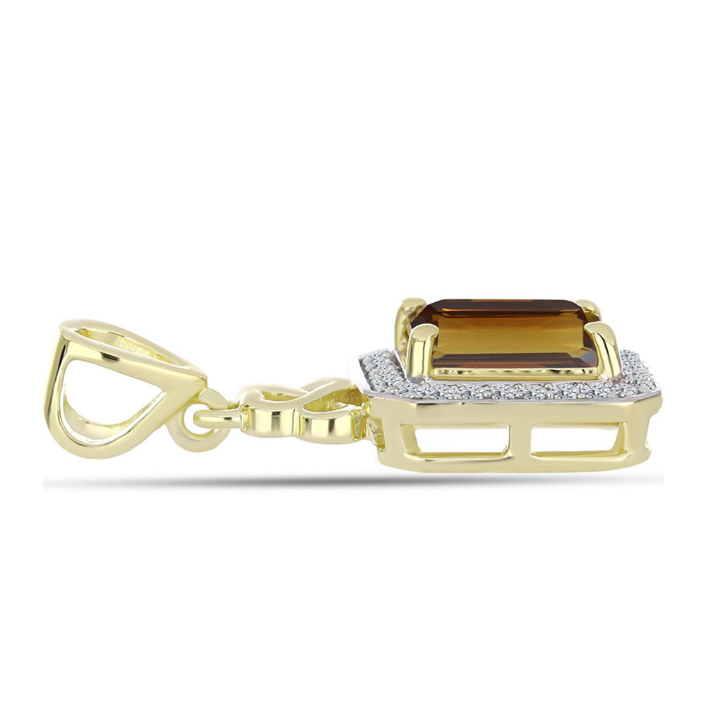 Colgante de Plata Bañada en Oro con Cuarzo Coñac y Topacio Blanco