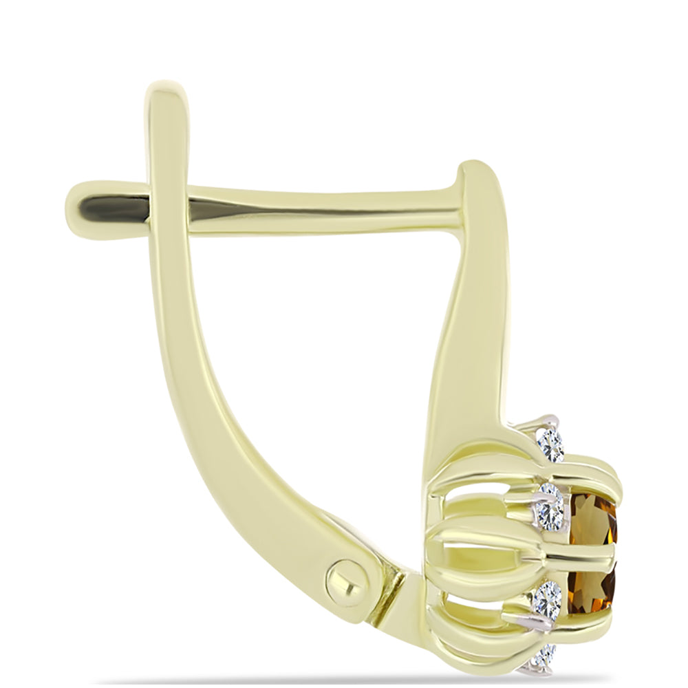 Pendientes de Plata Bañada en Oro con Cuarzo Coñac y Topacio Blanco