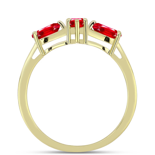 Anillo de Plata Bañada en Oro con Ágata Roja