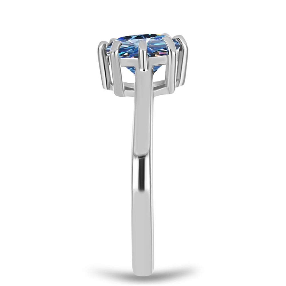 Anillo de Plata con Moisanita azul océano