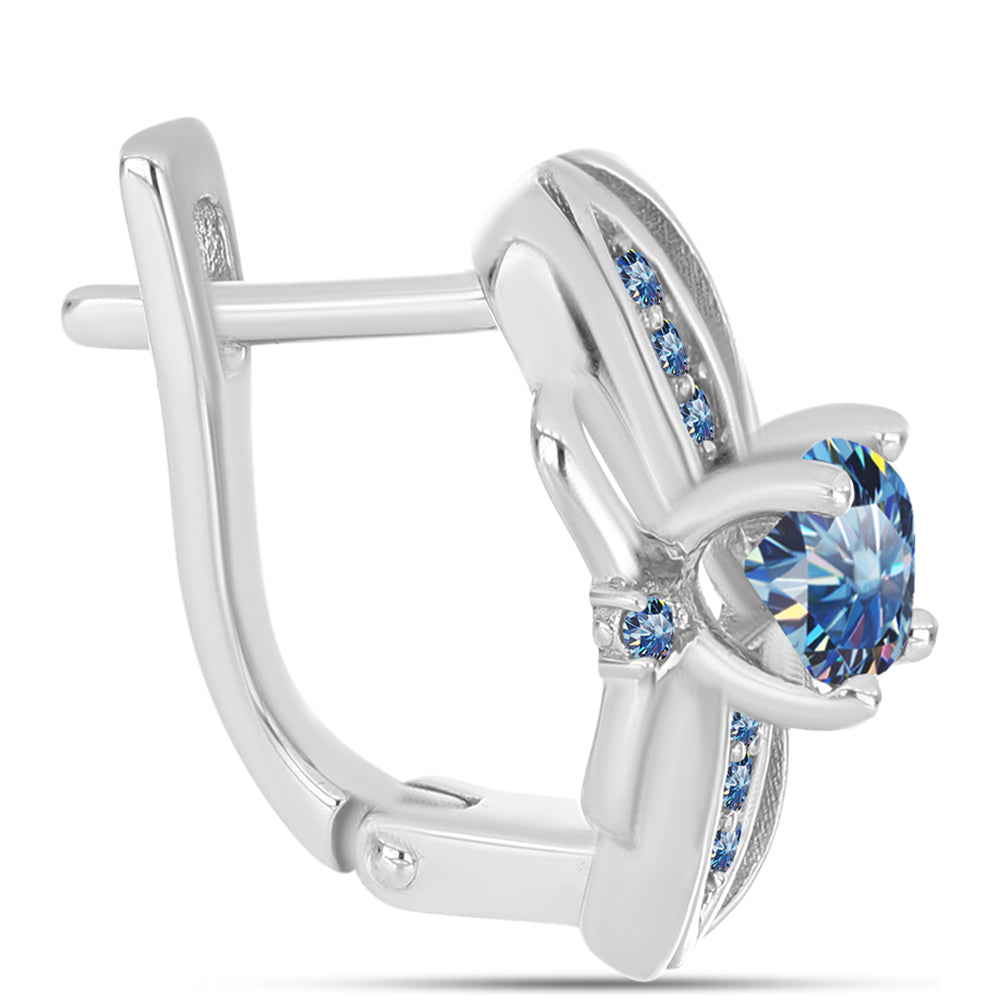 Pendientes de Plata con Moisanita azul océano