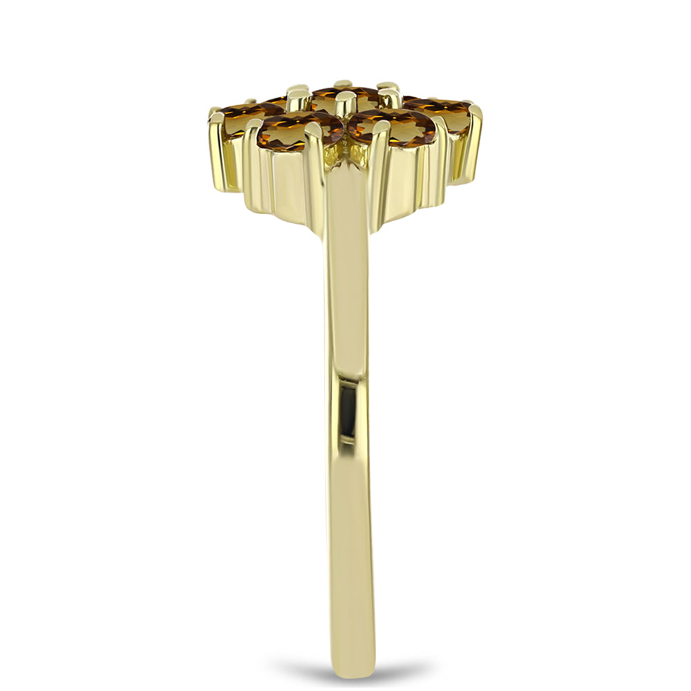 Anillo de Plata Bañada en Oro con Cuarzo Coñac