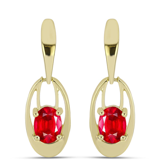 Pendientes de Plata Bañada en Oro con Ágata Roja