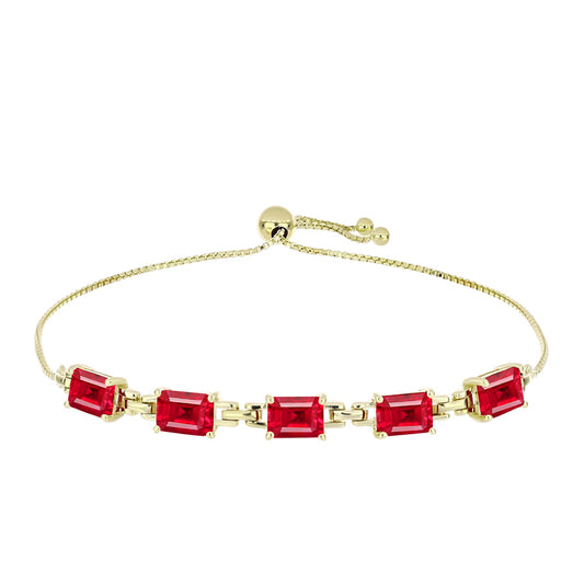 Pulsera de Plata Bañada en Oro con Ágata Roja