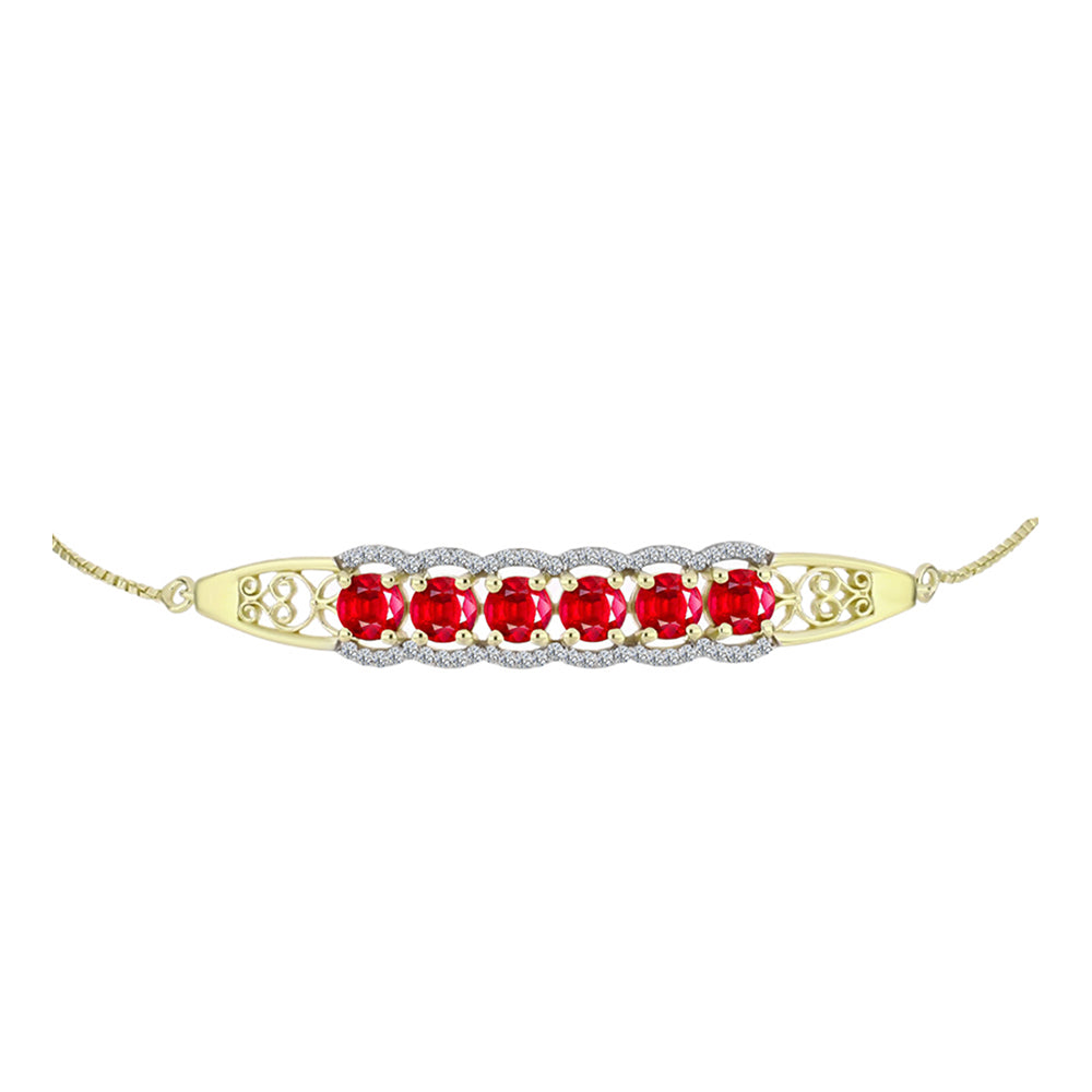 Pulsera de Plata Bañada en Oro con Ágata Roja y Topacio Blanco