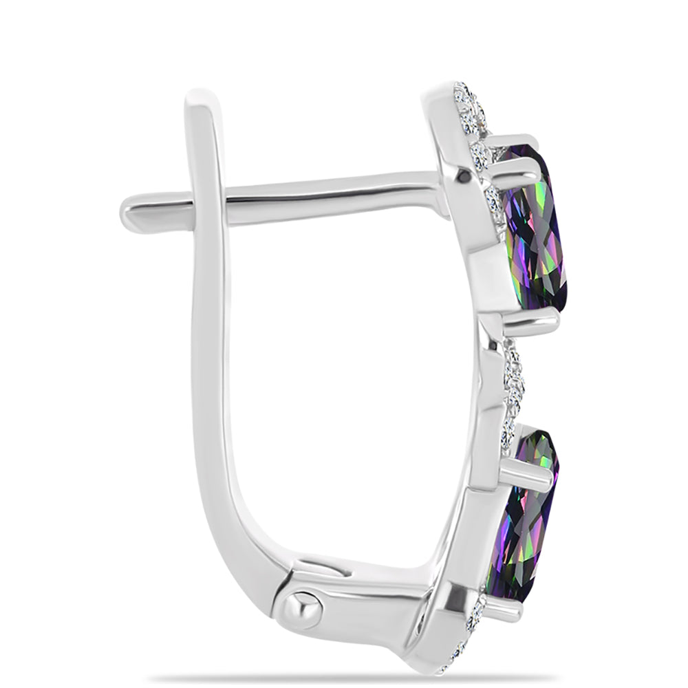 Pendientes de Plata con Cuarzo Místico Verde de Brasil y Topacio Blanco