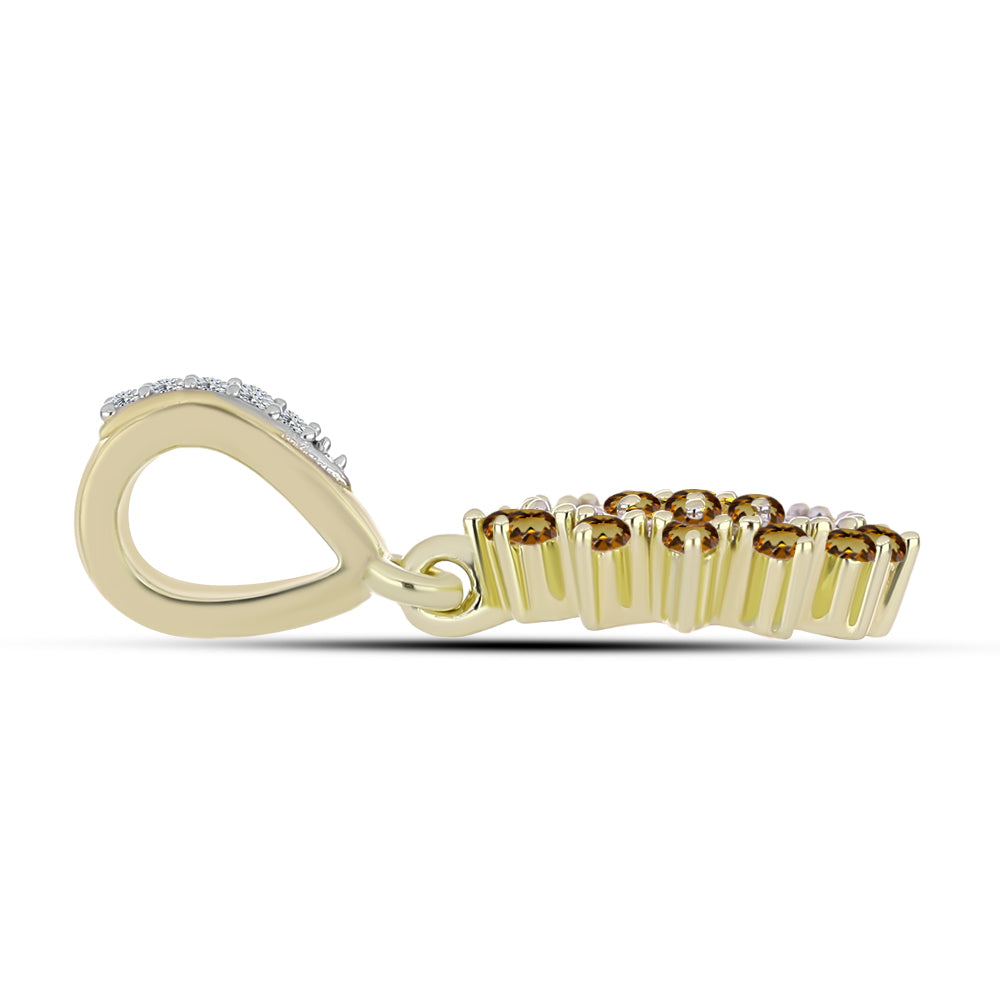 Colgante de Plata Bañada en Oro con Cuarzo Coñac y Topacio Blanco